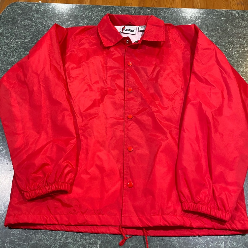 Vintage Cardinal Brand Red Snap-Up Windbreaker Lrg